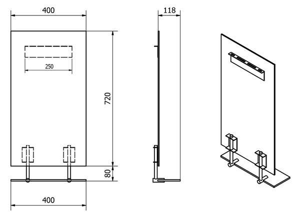 Sapho Sapho, oglinda WEGA 400x800mm, cu raft, 60092-4
