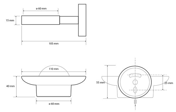 Sapho Sapho, sapuniera din sticla X-ROUND WHITE, alba, XR803W