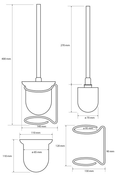 Sapho Sapho, suport pentru perii WC X-ROUND E, crom, XR302