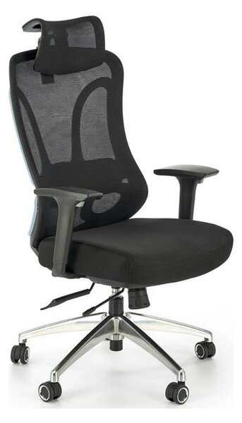 Scaun birou GILBERTO, negru/crom, stofa clasica/metal, 70x64x121/129 c