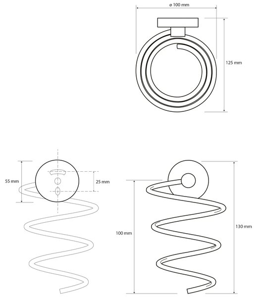 Sapho Sapho, suport pentru uscător de păr X-ROUND, spirală, crom, XR002