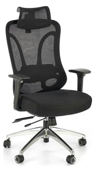 Scaun birou GILBERTO, negru/crom, stofa clasica/metal, 70x64x121/129 c