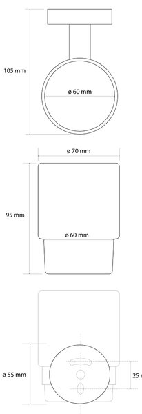 Sapho Sapho, cană suspendată X-ROUND GOLD, sticlă de lapte, mat auriu, XR903GB