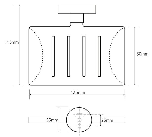Sapho Sapho, sapuniera dreptunghiulara X-ROUND cu gauri, crom, XR804