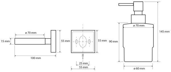 Sapho Sapho, dozator de sapun X-SQUARE MINI 200 ml, crom, XQ101