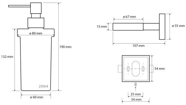 Sapho Sapho, dozator de sapun X-SQUARE 250ml, crom, XQ100