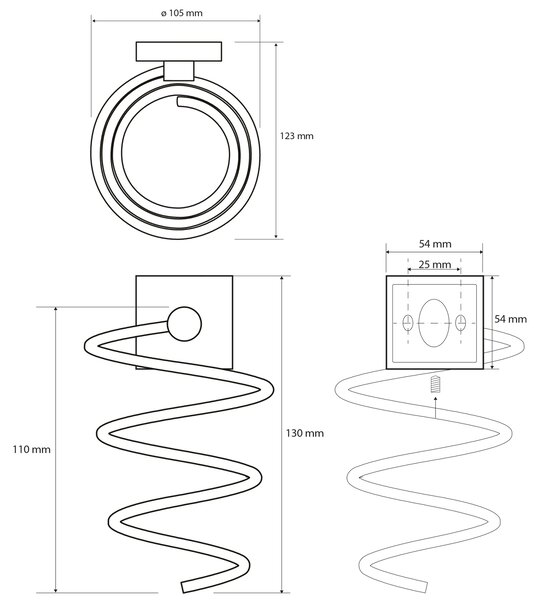 Sapho Sapho, suport pentru uscător de păr X-SQUARE, spirală, crom, XQ005