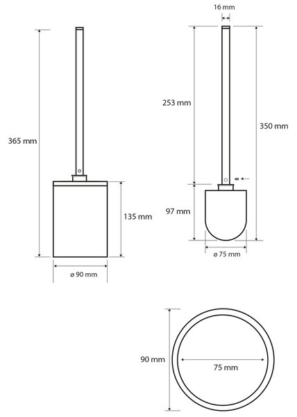Sapho Sapho, X-ROUND WHITE Perie de toaletă cilindrică pentru picioare, albă, XR306W