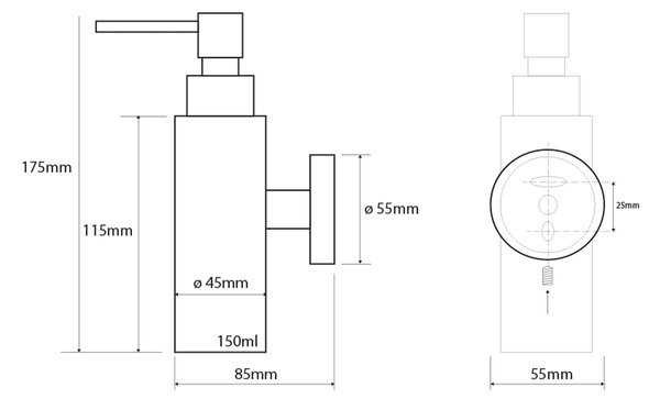 Sapho Sapho, dozator de săpun lichid X-STEEL 150ml, oțel inoxidabil periat, XS100