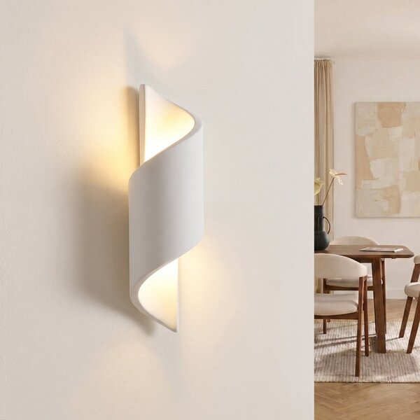 Lindby Aplică Desirio, albă, 35 cm, G9, ceramică, reglabil, Alb, Camera de zi / sufragerie, Tencuială / Argilă, Modern