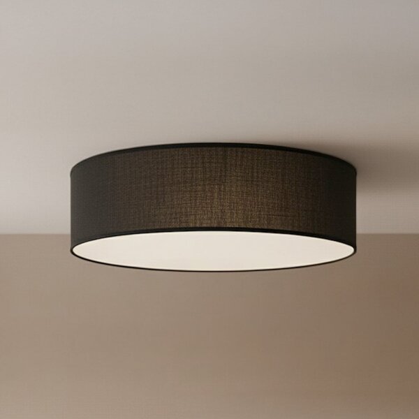Milagro Lighting Plafonieră Marshall, negru, Ø 50 cm, metal/rattan, reglabil, Negru, Camera de zi / sufragerie, Lemn, Modern