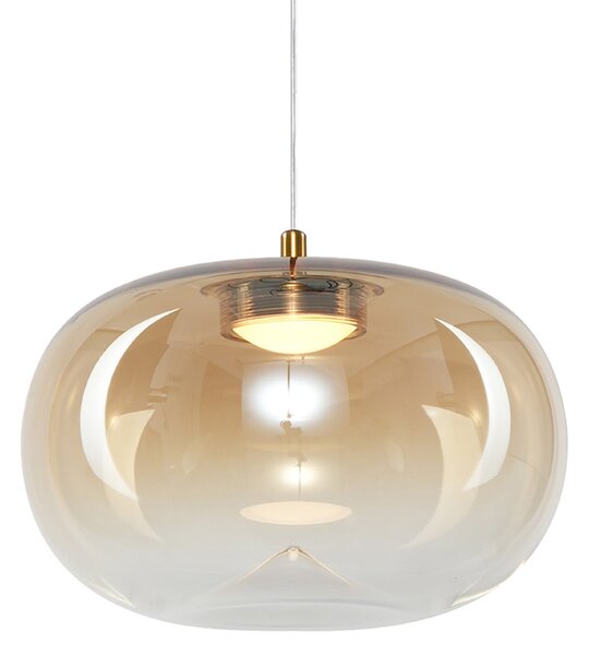Milagro Lighting Lampă suspendată LED Vaso, de culoare chihlimbar, Ø 18 cm, sticlă, Bej, Camera de zi / sufragerie, Sticlă, Modern
