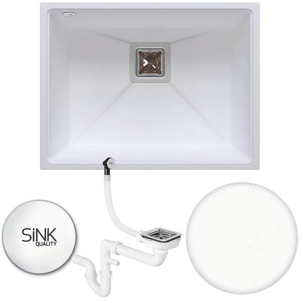 SINK Quality Chiuveta Quality Argon 60, chiuveta de bucatarie granit 550x420x225 mm + sifon crom, negru, SKQ-ARG.C.1KBO.60.X