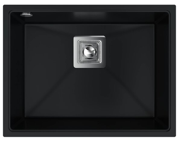 SINK Quality Chiuveta Quality Argon 60, chiuveta de bucatarie granit 550x420x225 mm + sifon crom, negru, SKQ-ARG.C.1KBO.60.X