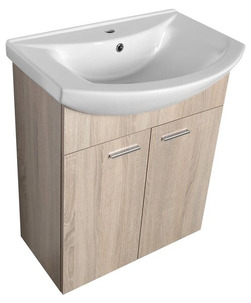 Aqualine Sapho, dulap lavoar ZOJA 61,5x74x32,5cm, stejar platinat, 2x usi, 51163