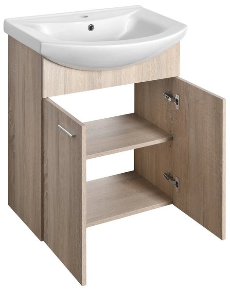 Aqualine Sapho, dulap lavoar ZOJA 61,5x74x32,5cm, stejar platinat, 2x usi, 51163