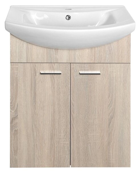Aqualine Sapho, dulap lavoar ZOJA 61,5x74x32,5cm, stejar platinat, 2x usi, 51163