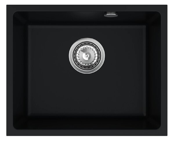 SINK Quality Chiuveta Quality Crypton 55, chiuveta de bucatarie granit 460x375x205 mm + sifon crom, negru, SKQ-CRY.C.1KBO.55.X