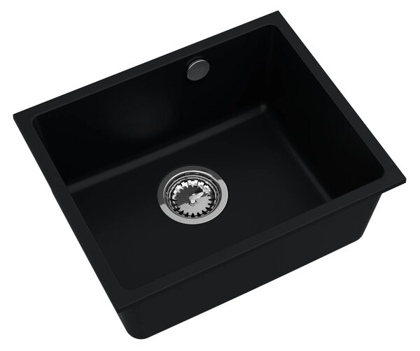 SINK Quality Chiuveta Quality Crypton 55, chiuveta de bucatarie granit 460x375x205 mm + sifon crom, negru, SKQ-CRY.C.1KBO.55.X