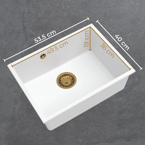 SINK Quality Chiuveta Quality Crypton 60, chiuveta de bucatarie granit 535x400x205 mm + sifon crom, pete negre, SKQ-CRY.B.1KBO.60.X