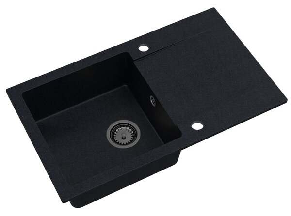SINK Quality Chiuveta Quality Ferrum, chiuveta bucatarie granit 770x450x190 mm + sifon negru, pete negre-BROCADE, SKQ-FER.B.1KDO.XB