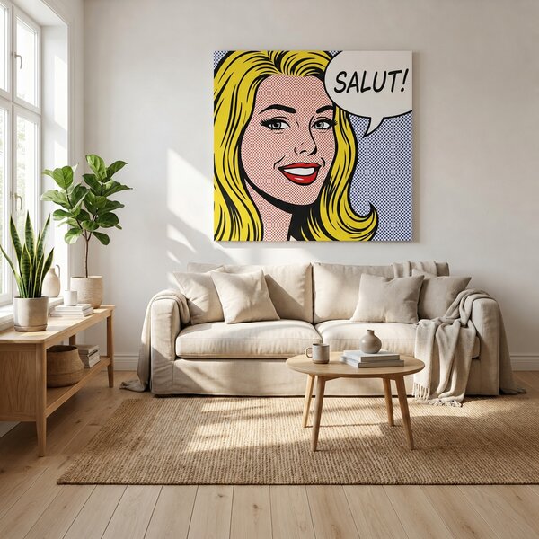 Portret pop-art benzi desenate din poză – cadou pe pânză cu bulă personalizată - 30 × 30 cm