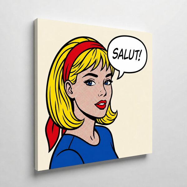 Portret pop-art benzi desenate din poză – cadou pe pânză cu bulă personalizată - 30 × 30 cm