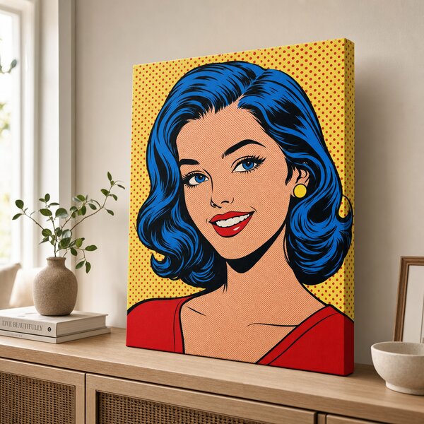 Portret pop-art benzi desenate din poză – cadou pe pânză cu bulă personalizată - 30 × 30 cm