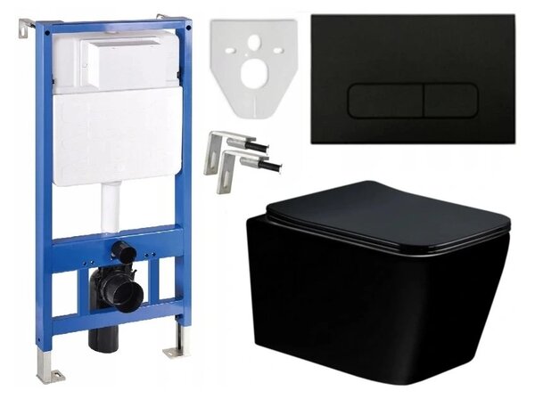 Set suspendat Mexen Fenix ​​​​+ WC TEO Rimless negru 51 x 36 cm + placă cu cădere lentă Slim, 60100 + 3385XX85