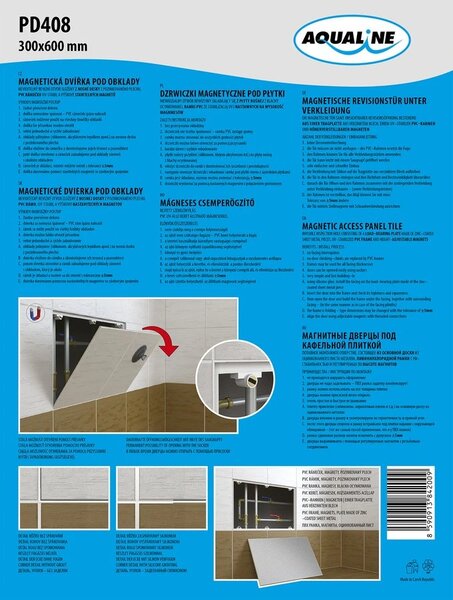 Aqualine Aqualine, Ușă magnetică sub gresie 300x600, PD408