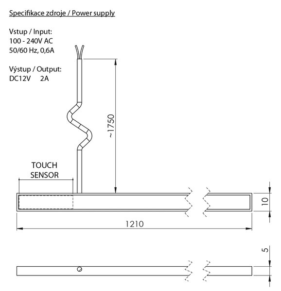 Sapho Sapho, banda LED LOREA 121cm, 1,2W, alb rece, LED125