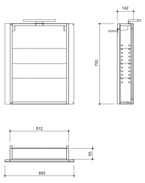 Sapho Sapho, galerie GRETA cu iluminare LED, 60x70x14cm, mat alb, GR060-0031