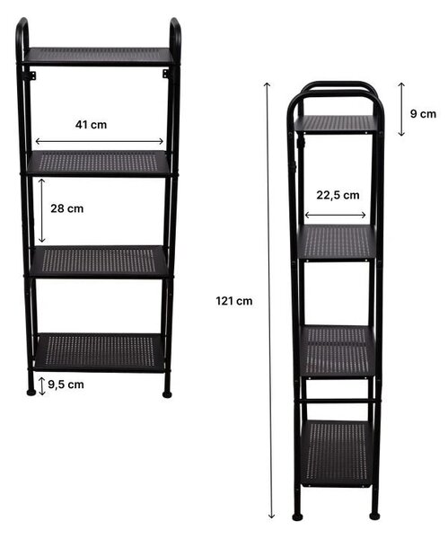 Erga Miki, suport cu 4 rafturi 420x220x1065mm, negru mat, ERG-YKA-P.MIKI-4