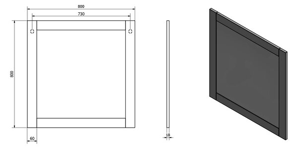 Aqualine Aqualine, oglinda FAVOLO in cadru 80x80cm, alb mat, FV080