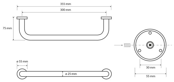 Sapho Sapho, mâner X-ROUND E fix 300mm, crom, XR501