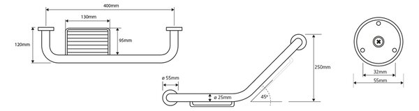 Sapho Sapho, Mâner cu săpun, 400x250x120mm, oțel inoxidabil lustruit, XH520