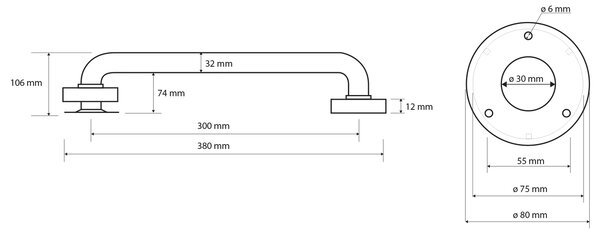 Sapho Sapho, mâner HANDICAP 300mm, negru, XH507B