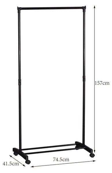 Suport pentru haine, Wizak, Negru, 41.5x74.5x157 cm