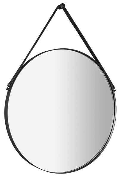 Sapho Sapho, oglindă rotundă ORBITER cu curea din piele, ø 70cm, negru mat, ORT070
