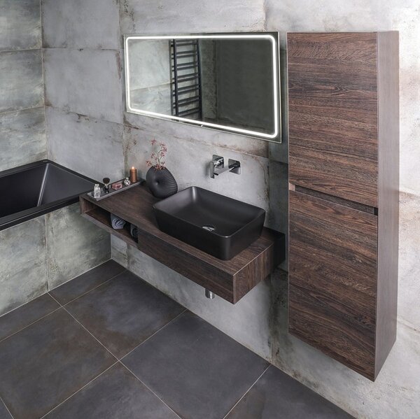 Sapho Sapho, dulap lavoar MORIAN 100x14x48cm, stejar negru, dreapta, MR126