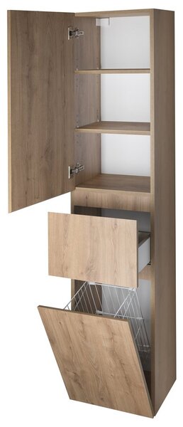 Aqualine Aqualine, dulap înalt ALTAIR cu coș 40x184x31cm, stejar emporio, AI485L