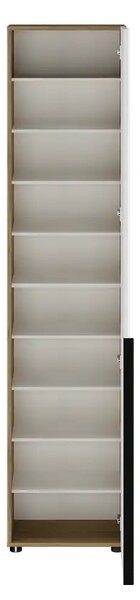 Pantofar cu oglinda Adore Porto, 1 usa si 10 compartimente, Stejar - Bej, 47x210x34 cm