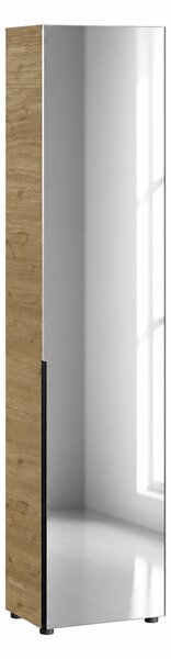 Pantofar cu oglinda Adore Porto, 1 usa si 10 compartimente, Stejar - Bej, 47x210x34 cm