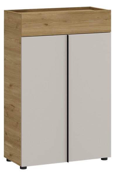 Pantofar Adore Porto, 2 usi, 1 sertar si 5 rafturi, Stejar - Bej, 72x111x34 cm