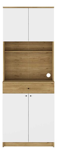 Dulap multifunctional Adore Lungo , 4 usi si 1 sertar, Stejar - Alb, 72x195x45 cm
