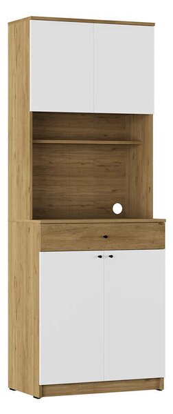 Dulap multifunctional Adore Lungo , 4 usi si 1 sertar, Stejar - Alb, 72x195x45 cm