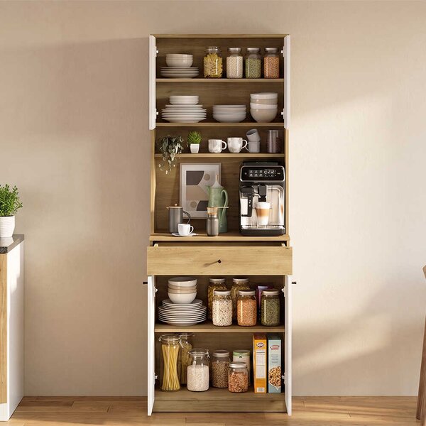 Dulap multifunctional Adore Lungo , 4 usi si 1 sertar, Stejar - Alb, 72x195x45 cm