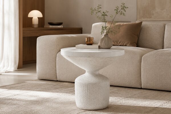 Măsuță de cafea rotundă Sintro 54 cm - terrazzo alb