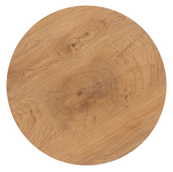 Masă de cafea rotundă Liviano 45 cm cu picioare metalice - stejar natural / negru