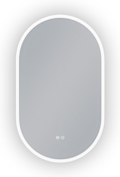 Erga Demi, oglinda LED ovala 60x100cm, 3 culori de lumina, iluminare frontala, placa de incalzire anti-aburire, ERG-V01-Demi-6010-CL